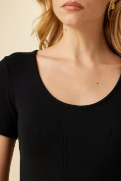 Itana Dream Rib Tee - Black -NovaWear Shop 0018 Short Sleeve Itana Black 4