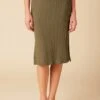 Vindy Paris Rib Skirt - Calla Green