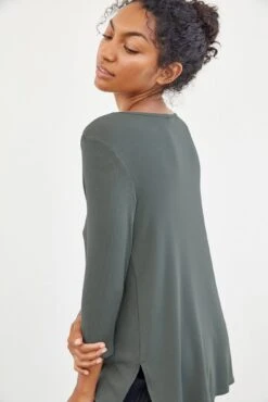 Celine 3/4 Sleeve Dream Rib Tee - Moss -NovaWear Shop 0069 Celine Moss 1156 web 195330cb 35eb 4926 b1d8 e80d1ded81c6