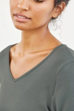 Celine 3/4 Sleeve Dream Rib Tee - Moss -NovaWear Shop 0069 Celine Moss 1164 web e492acb5 8b2a 473b af02 a7d8c54181b0