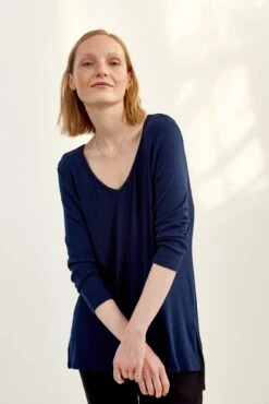 Celine 3/4 Sleeve Dream Rib Tee - Ocean -NovaWear Shop 0069 Celine Navy 1855 web cb737f58 0cda 4c23 9449 2a7033ce3bf9