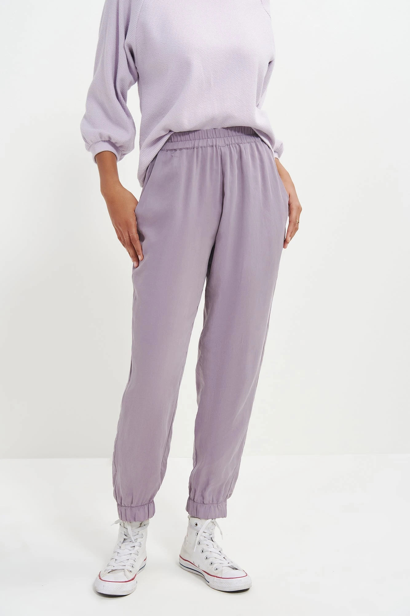 Henri Cupro Joggers - Lilac 2 Henri Cupro Joggers - Lilac - Image 2