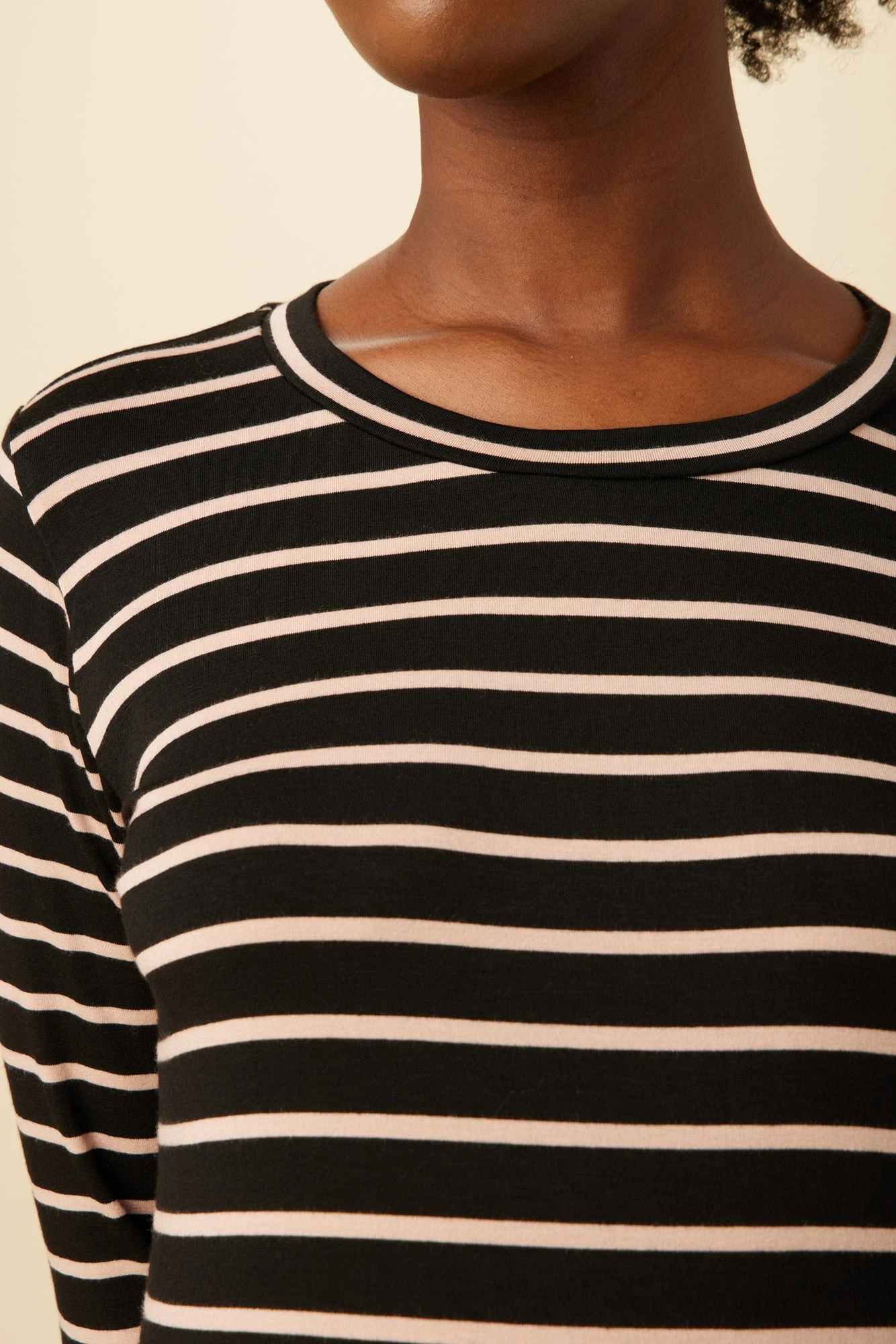 Berkeley Long Sleeve Dream Knit Tee - Black And Rose 4 Berkeley Long Sleeve Dream Knit Tee - Black And Rose - Image 4