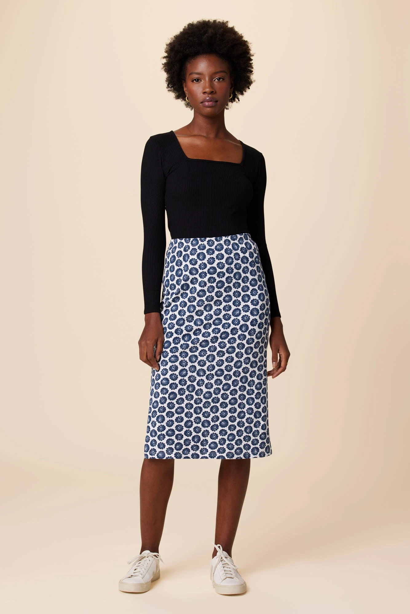 Vindy Reverie Knit Skirt - Calico Navy 2 Vindy Reverie Knit Skirt - Calico Navy - Image 2