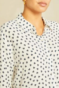 Bixby Washable Silk Blouse - Heart Ivory Navy Print -NovaWear Shop 0263 Bixby Heart Ivory Navy 1409 web f8190b6a ff79 4808 a0bb ca666b06b9e3