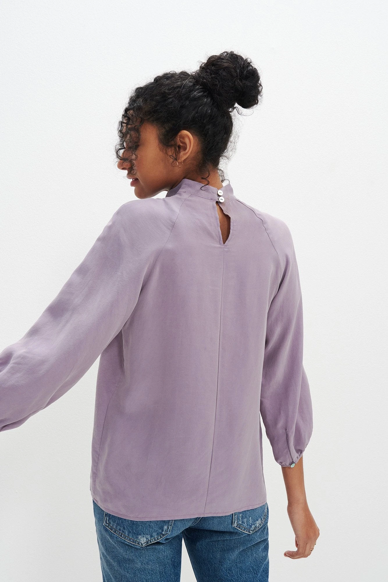 Papillon 3/4 Sleeve Blouse - Lilac 5 Papillon 3/4 Sleeve Blouse - Lilac - Image 5