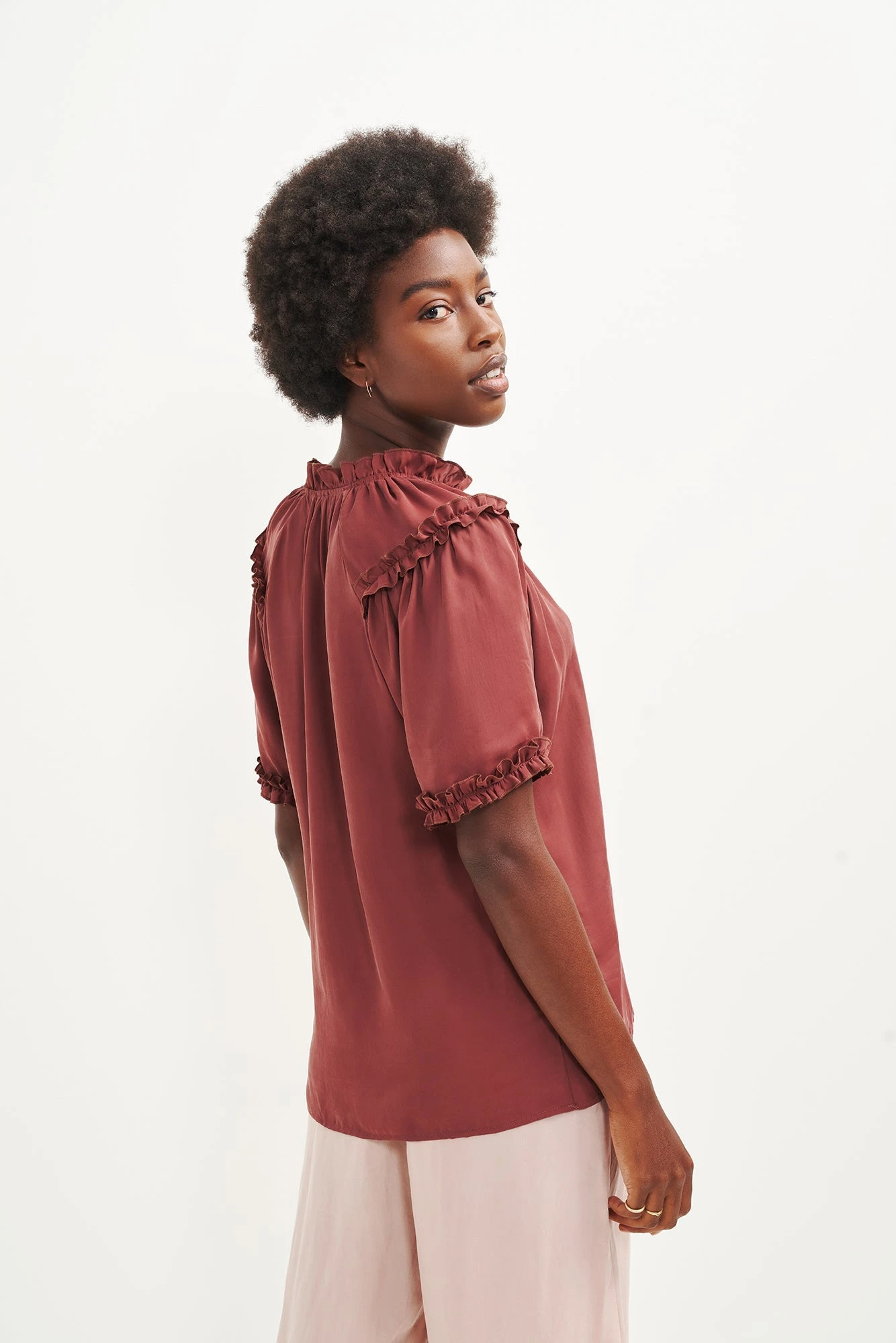 Zuri Cupro Blouse - Earth 5 Zuri Cupro Blouse - Earth - Image 5