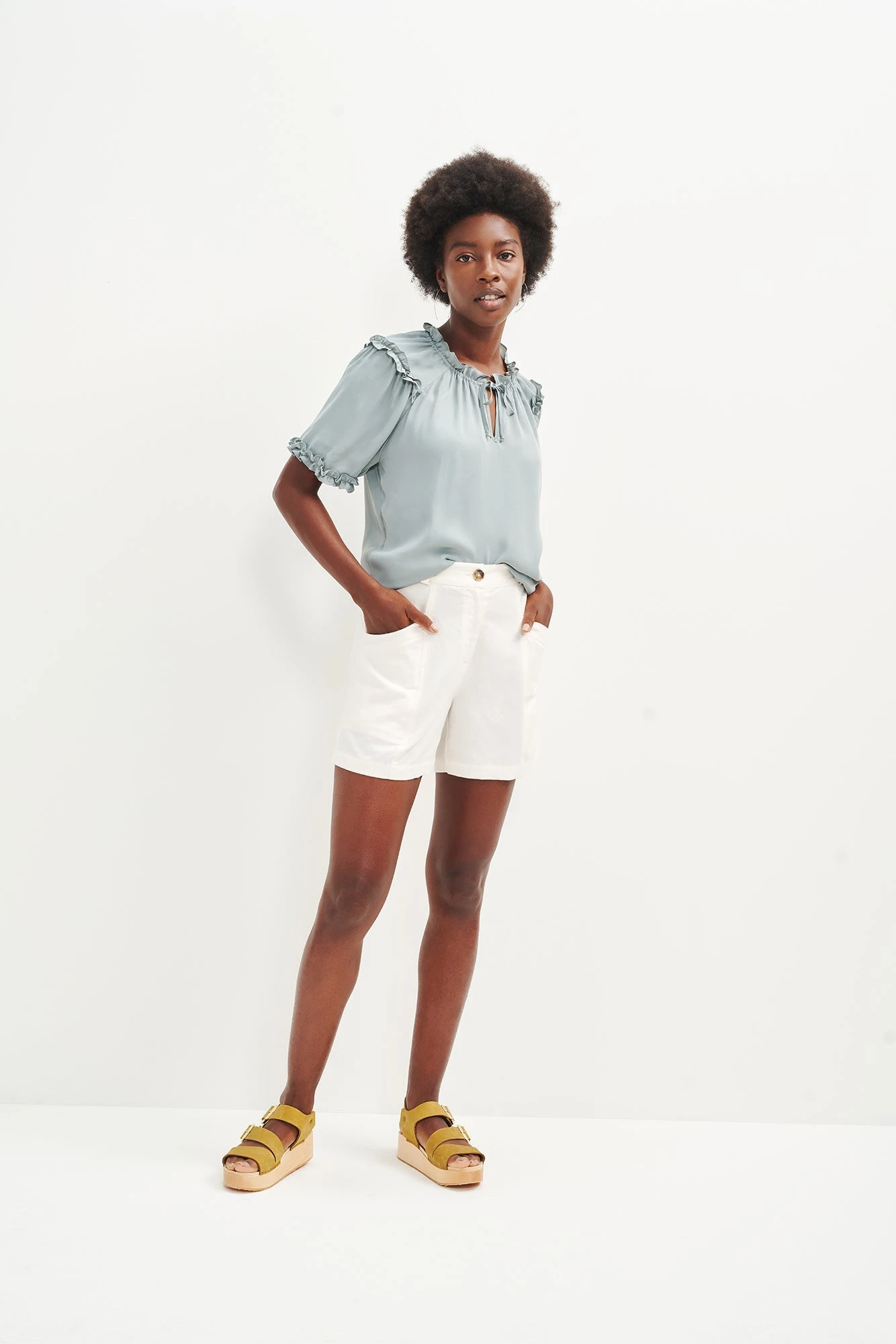 Zuri Cupro Blouse - Eucalyptus 3 Zuri Cupro Blouse - Eucalyptus - Image 3