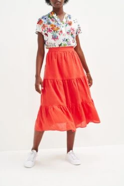 Jill Linen Skirt - Carmine -NovaWear Shop 0404 Jill Carmine 2291 web