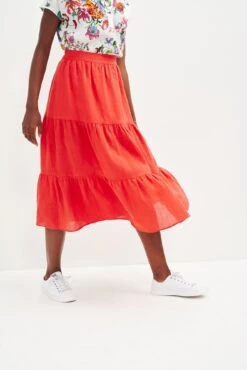 Jill Linen Skirt - Carmine -NovaWear Shop 0404 Jill Carmine 2313 web