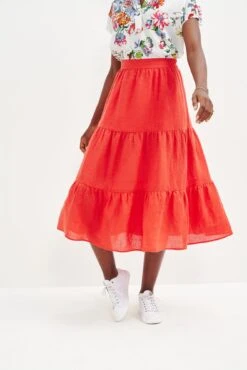 Jill Linen Skirt - Carmine -NovaWear Shop 0404 Jill Carmine 2327 web