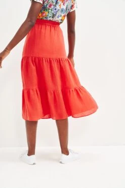 Jill Linen Skirt - Carmine -NovaWear Shop 0404 Jill Carmine 2355 web