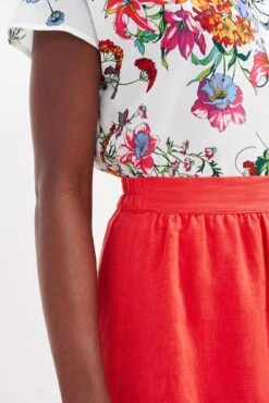 Jill Linen Skirt - Carmine -NovaWear Shop 0404 Jill Carmine 2363 web