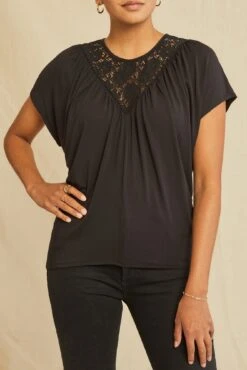 Mayr Lace Dream Knit Tee - Black