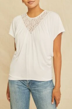 Mayr Lace Dream Knit Tee - White