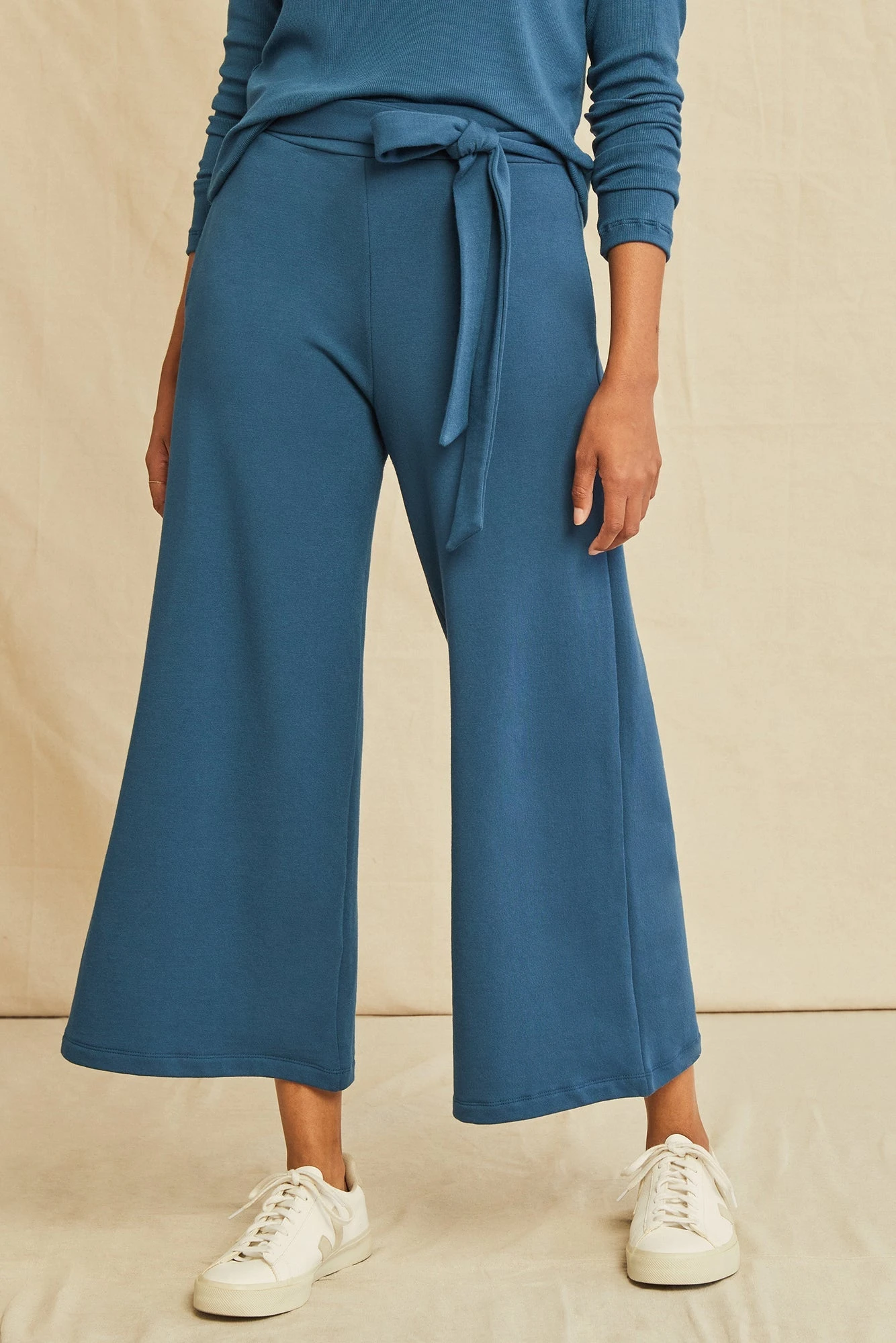 Eugenia Tie Waist Luxe Fleece Pants - Azure 1 Eugenia Tie Waist Luxe Fleece Pants - Azure