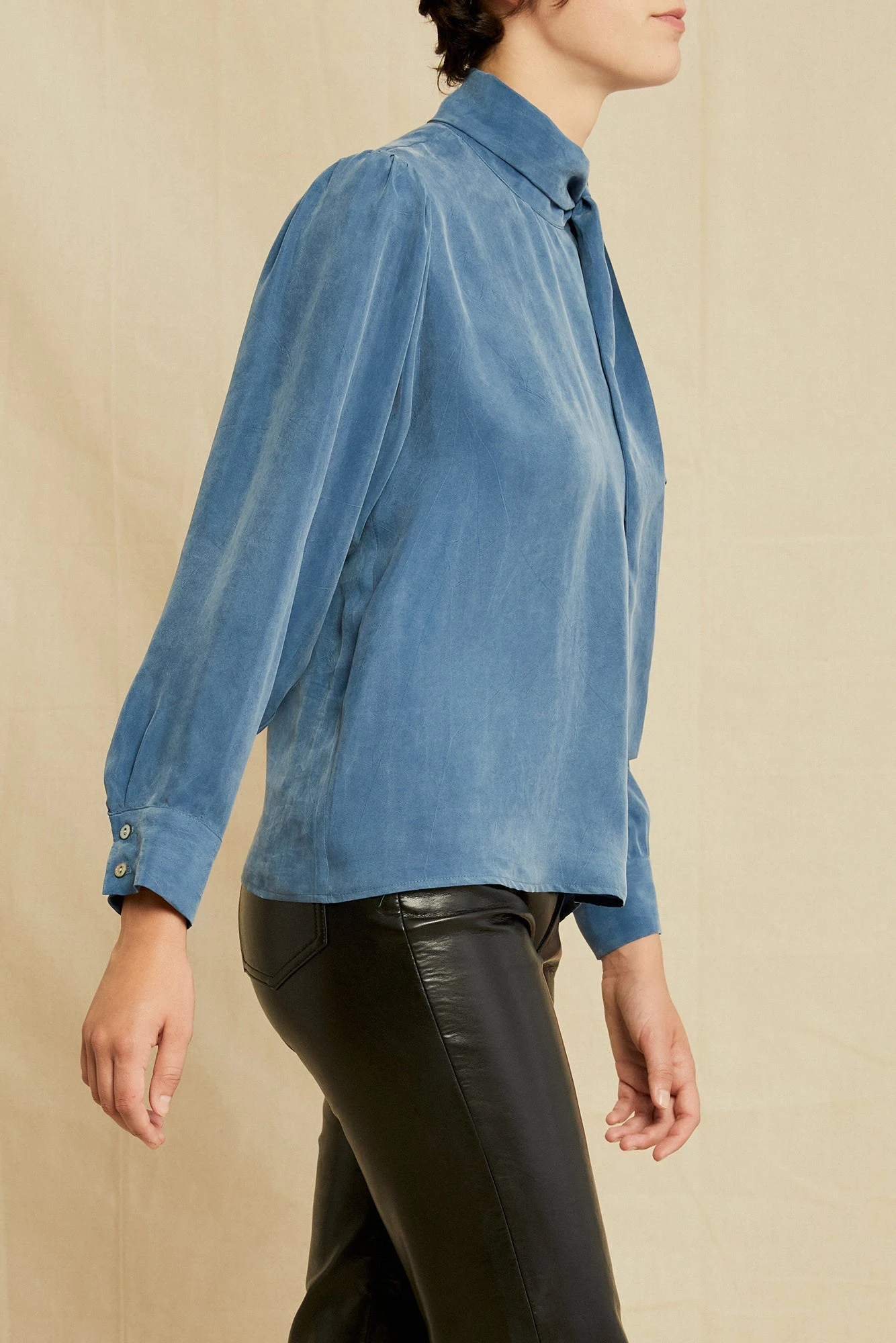 Olivet Cottonseed Cupro Blouse - Azure 2 Olivet Cottonseed Cupro Blouse - Azure - Image 2