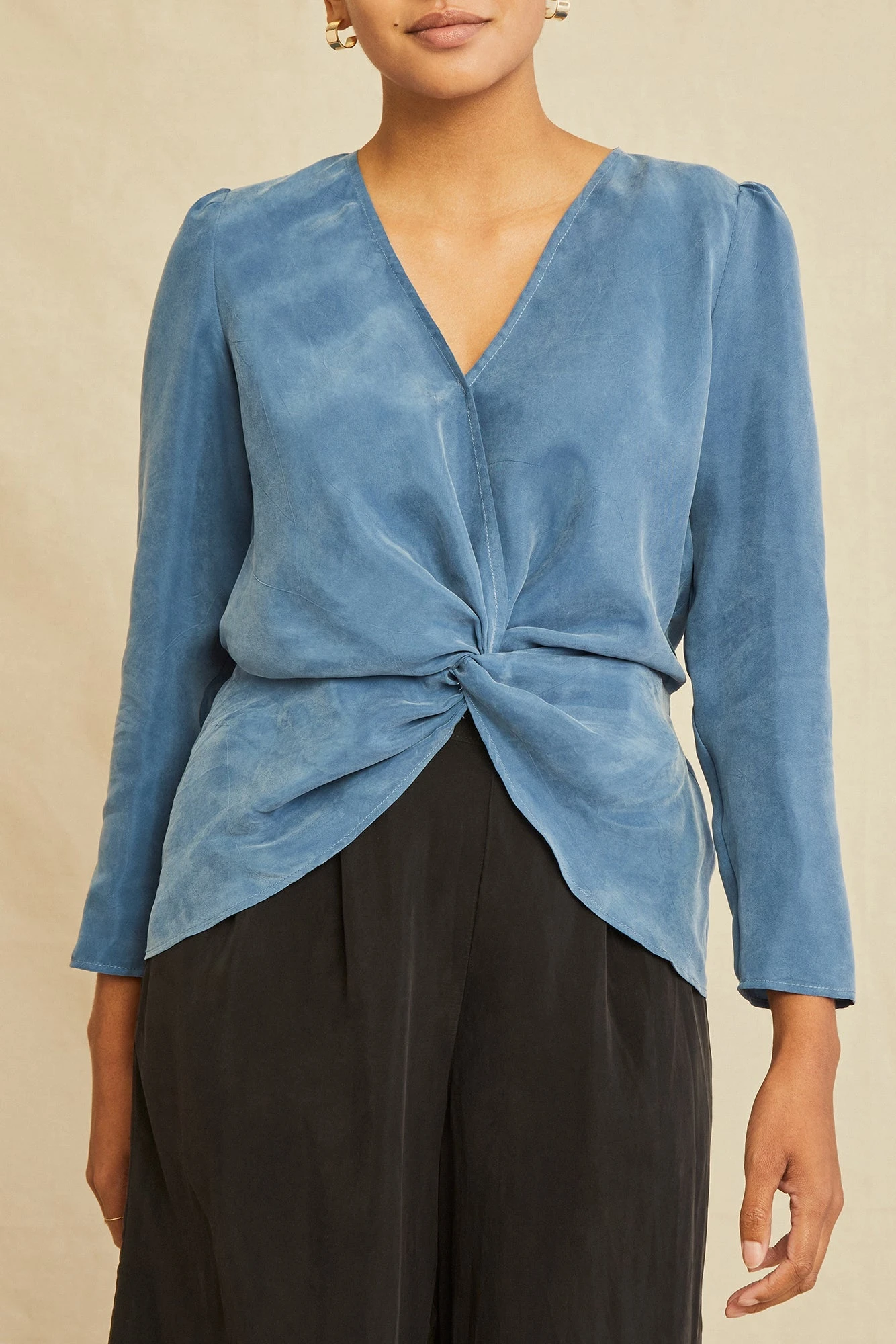 Aviva Cottonseed Cupro Blouse - Azure 1 Aviva Cottonseed Cupro Blouse - Azure