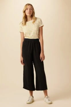 Salice Mixed Cupro Pants - Black -NovaWear Shop 0721 Salice Mixed Media Black 4