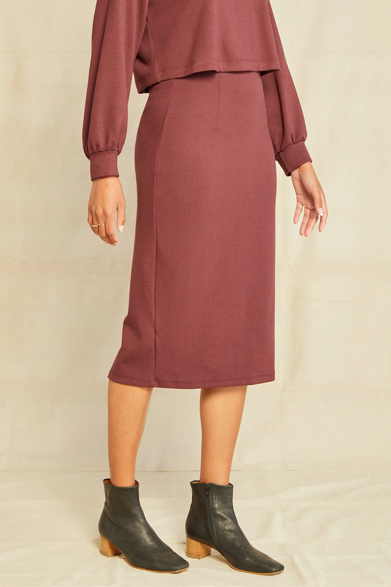 Alice Ponte Midi Skirt - Mocha 2 Alice Ponte Midi Skirt - Mocha - Image 2