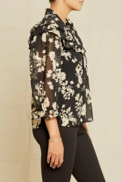 Myra Upcycled Blouse - Champagne Chiffon -NovaWear Shop 0758 Myra Chiffon Champagne Chiffon 9966 web