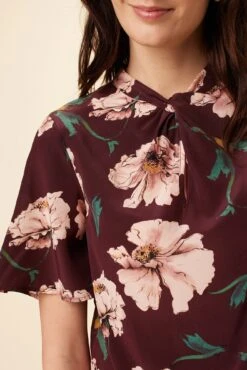 Seville Washable Silk Blouse - Paysage Sepia -NovaWear Shop 0806 Seville Paysage Sepia 4