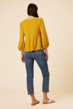 Blake Cotton Slub Blouse - Sunflower -NovaWear Shop 0808R1 Blake Sunflower 3