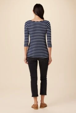 Francoise 3/4 Sleeve Dream Knit Tee - Basque Stripe -NovaWear Shop 1005 34 Slv Francoise Basque Stripe 3
