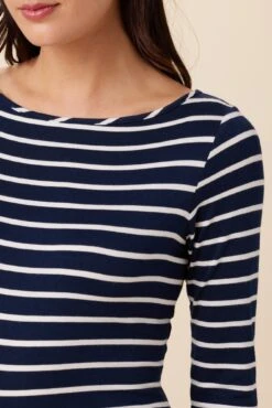 Francoise 3/4 Sleeve Dream Knit Tee - Basque Stripe -NovaWear Shop 1005 34 Slv Francoise Basque Stripe 4
