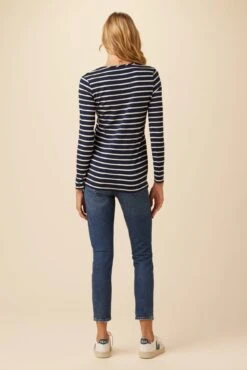 Itana Long Sleeve Dream Knit Tee - Basque Stripe -NovaWear Shop 10070 LS Itana Dream Knit Basque Stripe 3