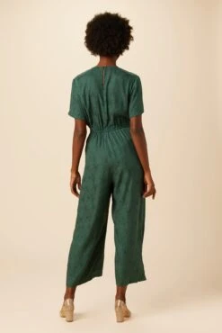 Fantasia Cupro Viscose Jacquard Jumpsuit - Darkest Spruce 7 Fantasia Cupro Viscose Jacquard Jumpsuit - Darkest Spruce -NovaWear Shop 10097 Fantasia Jacquard Darkest Spruce 3