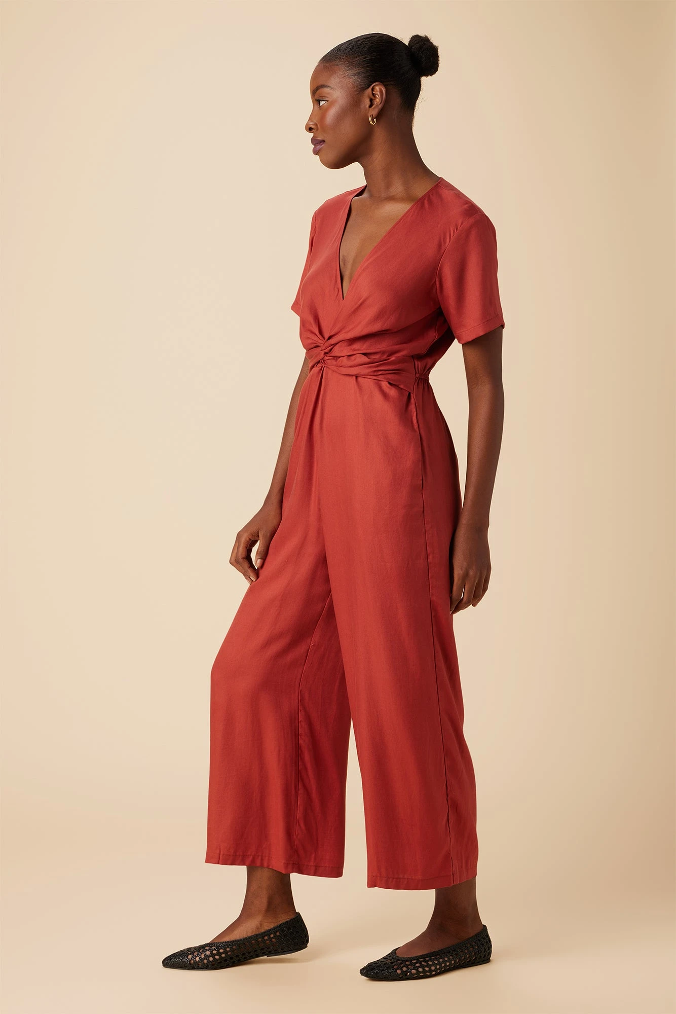 Fantasia Tencel Jumpsuit - Red Clay 2 Fantasia Tencel Jumpsuit - Red Clay - Image 2