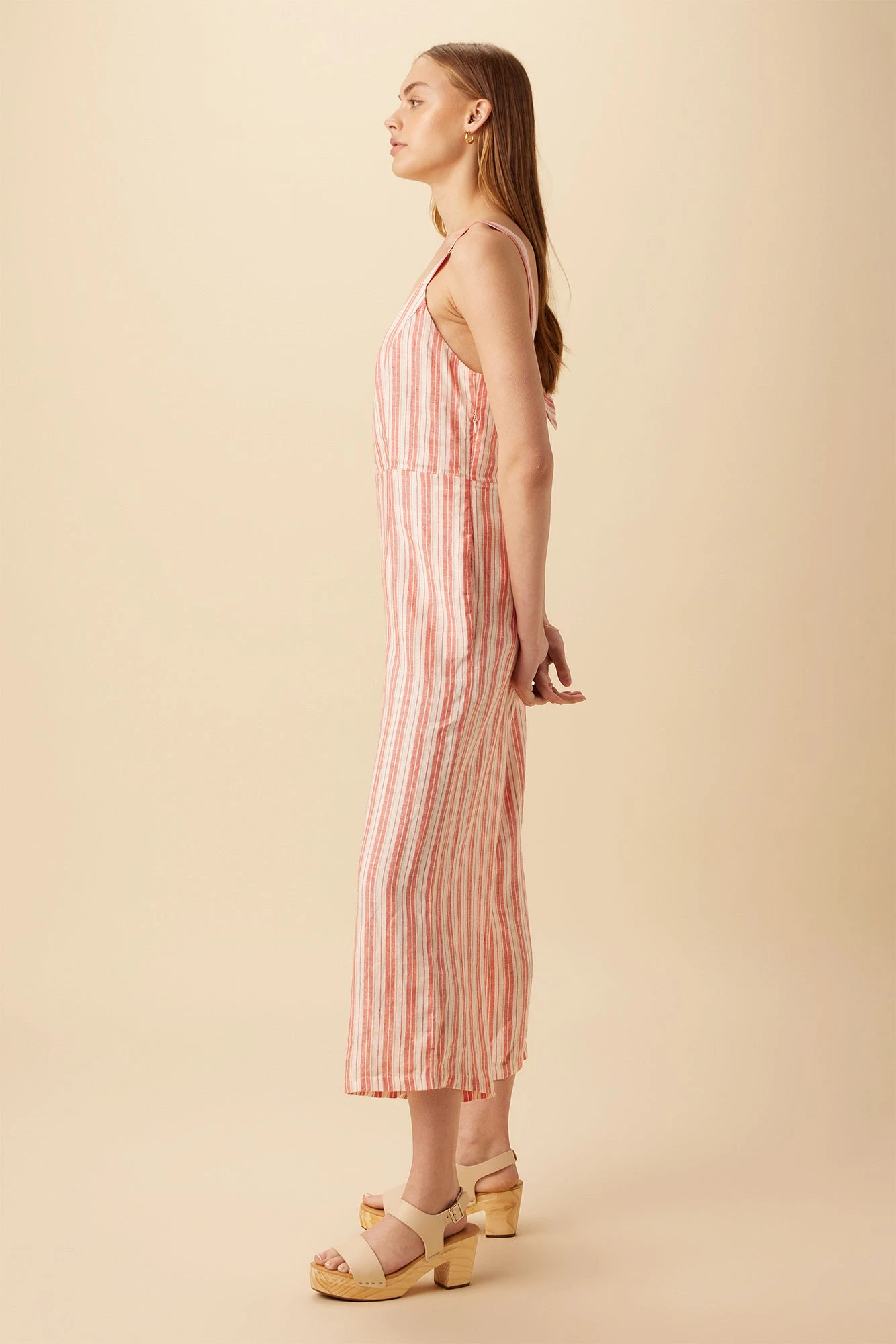 Taya Linen Jumpsuit - Rust Natural Stripe 2 Taya Linen Jumpsuit - Rust Natural Stripe - Image 2