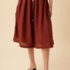 Mariah Linen Skirt - Rust