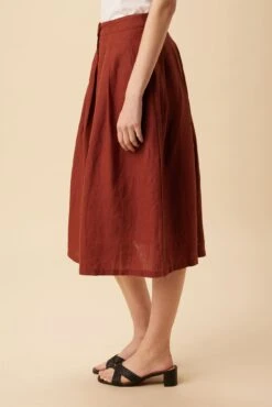 Mariah Linen Skirt - Rust -NovaWear Shop 10205 Mariah Linen Rust 2