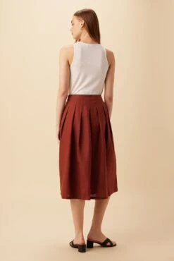 Mariah Linen Skirt - Rust -NovaWear Shop 10205 Mariah Linen Rust 3