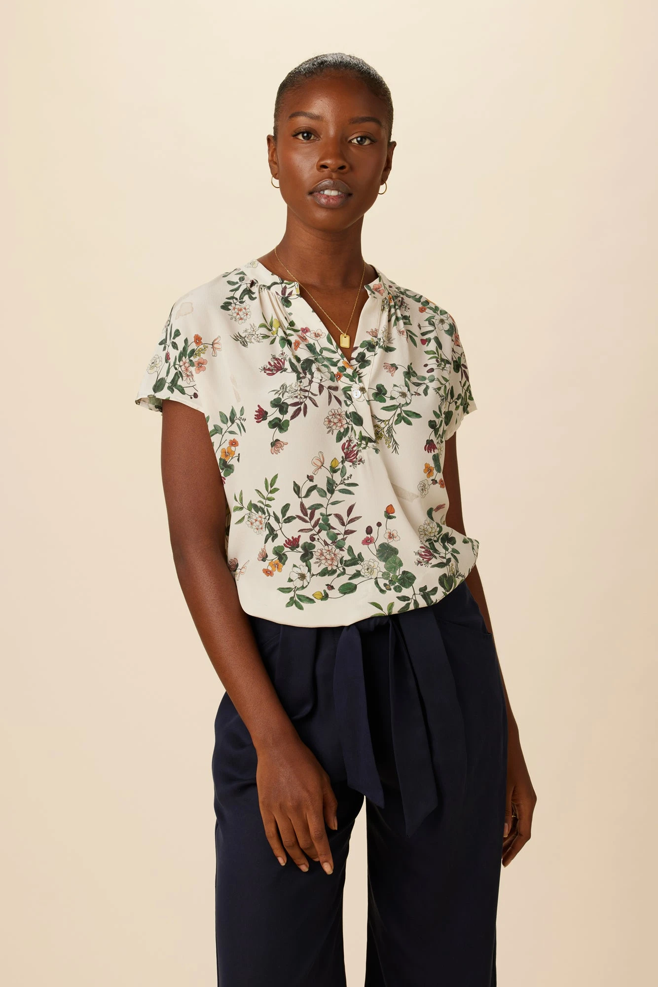 Renata Washable Silk Blouse - Silverwood Floral 1 Renata Washable Silk Blouse - Silverwood Floral