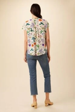 Renata Washable Silk Blouse - Stella Floral White -NovaWear Shop 1068 Renata Stella White 3