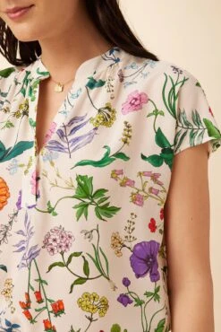 Renata Washable Silk Blouse - Stella Floral White -NovaWear Shop 1068 Renata Stella White 4