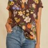 Renata Washable Silk Blouse - Palermo Print