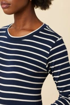 Berkeley Long Sleeve Dream Knit Tee - Basque Stripe -NovaWear Shop 10 0108 LS Berkeley Basque Stripe 4