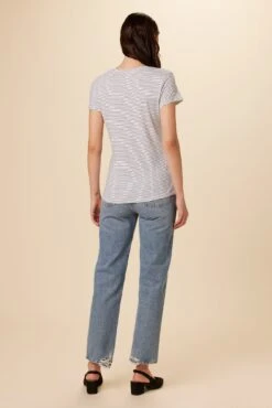 Joline Tee - Gigi White Stripe -NovaWear Shop 1334 Joline Gigi Stripe White 3