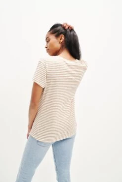 Joline Reverie Slub Tee - Soleil Stripe Tan -NovaWear Shop 1334 Joline Soliel Stripe Tan Ivory 1023 web 22480eb1 3662 46d5 9a5f c2efd2fc1449