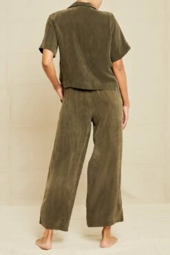 Mabel Cottonseed Cupro Pajama Pants - Olive -NovaWear Shop 211013 AV October ECOMM 0222MabelOlive 5382 web db67ed7d 1726 4bc9 961d c7083cb48886