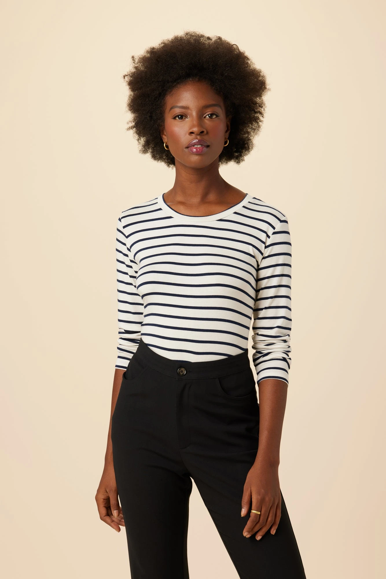 Berkeley Long Sleeve Dream Knit Tee - Marine Stripe 1 Berkeley Long Sleeve Dream Knit Tee - Marine Stripe