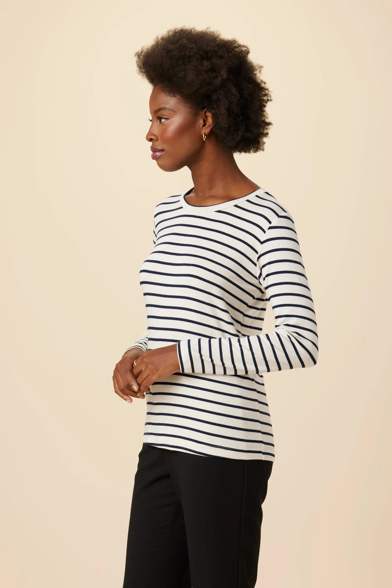 Berkeley Long Sleeve Dream Knit Tee - Marine Stripe 2 Berkeley Long Sleeve Dream Knit Tee - Marine Stripe - Image 2