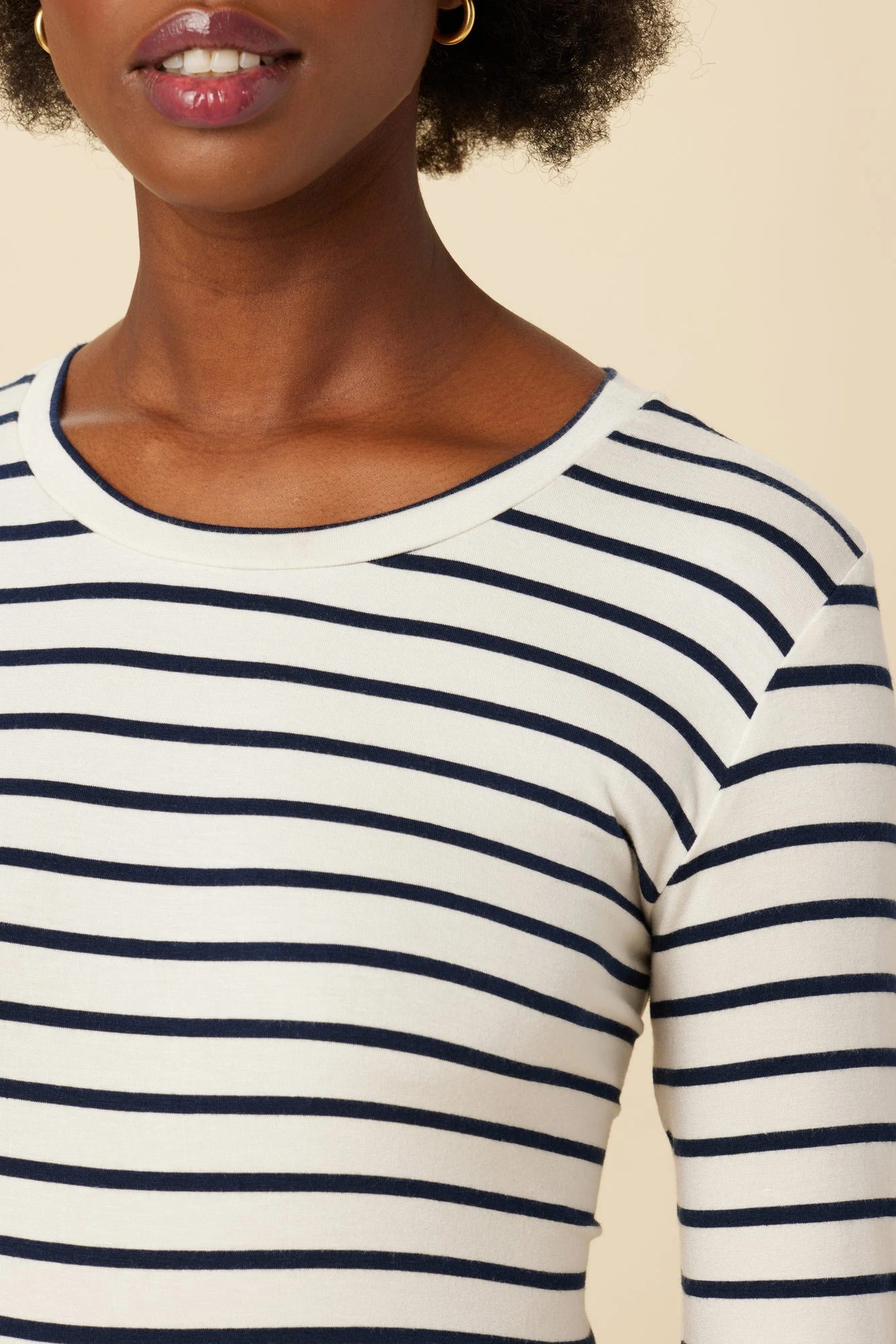 Berkeley Long Sleeve Dream Knit Tee - Marine Stripe 4 Berkeley Long Sleeve Dream Knit Tee - Marine Stripe - Image 4