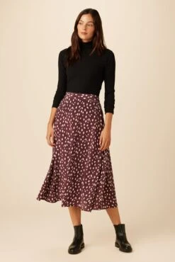 Blaze Washable Silk Skirt - Pebble Dot Plum -NovaWear Shop 21 9838 Blaze Plum Ivory 4