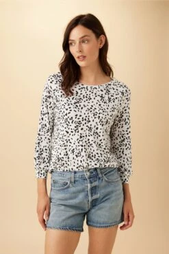 Issa Raglan Slub Tee - Lucy Dot Black