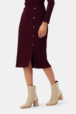 Gadot Paris Rib Skirt - Plum -NovaWear Shop 3800R1 Lux Turtleneck Plum 2